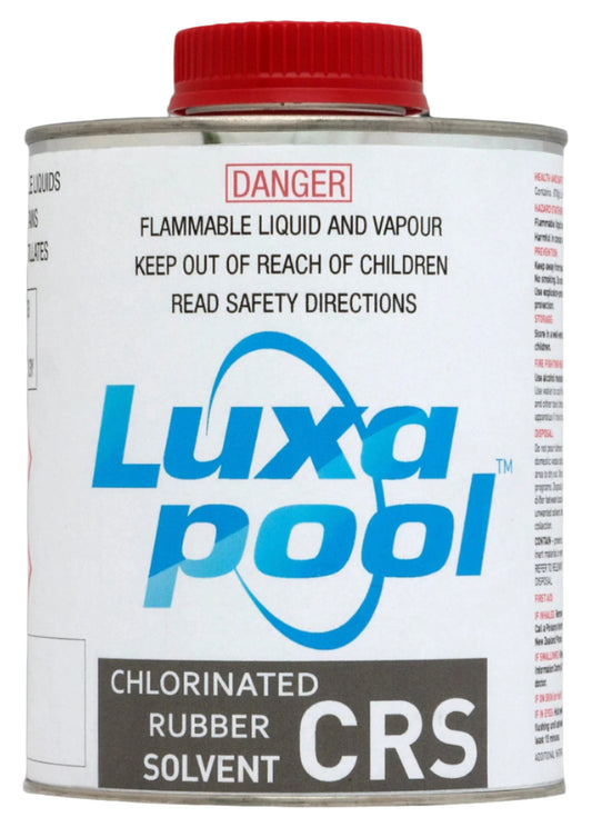 Can of LuxaPool chlorinated rubber solvent