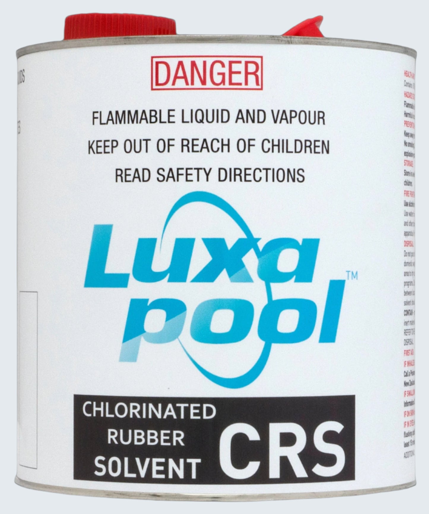 Can of LuxaPool Chlorinated Rubber Solvent