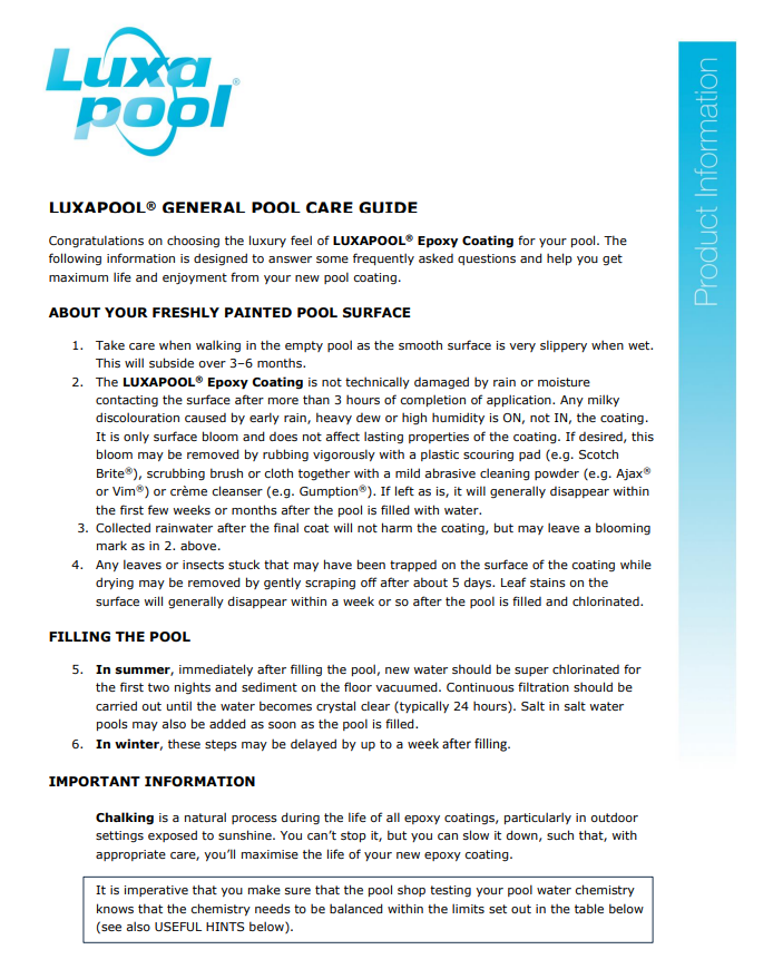Luxapool General Pool Care Guide